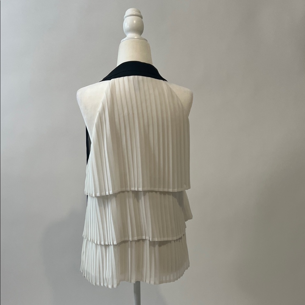 White House Black Market Black and White Layered Blouse